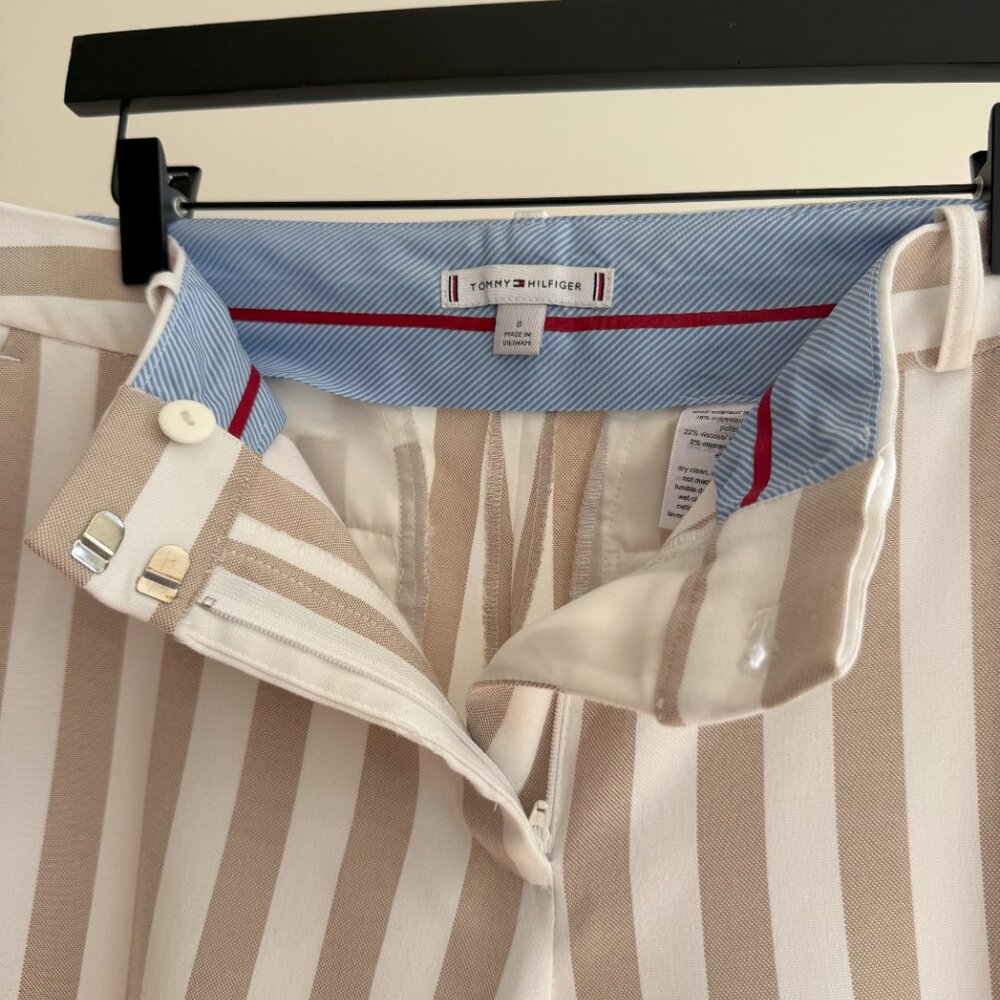 Tommy Hilfiger Striped Wide Leg Cropped Trousers